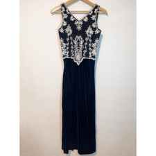 Vintage Scott McClintock Black Velvet Slit Formal Prom Gown Size 8 Petite