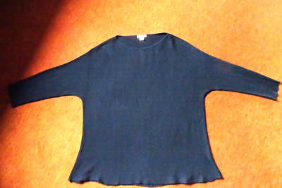 Chicer Damen Pulli H&M BASIC dunkelblauer Rippenstrick 3/4tel Arm TOP