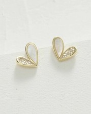 Rhinestone Heart Stud Earrings Post Stud White Earrings New