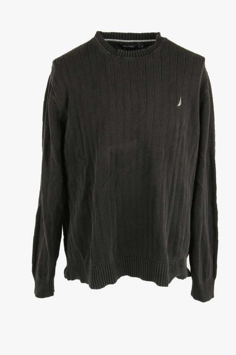 Nautica Jumper Vintage Pullover Crew Neck Sweater 90s Black Size