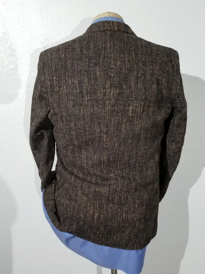 Abrigo Chaqueta Blazer Deportivo Vintage Guy Laroche Mancha Marrón Negro Tweed 38R Foto 4 de 4