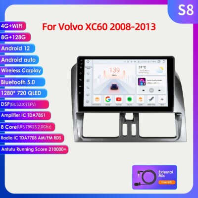 9'' Android Autoradio DAB+ CarPlay GPS Navigation 8+128G Für Volvo XC60 2008-2017