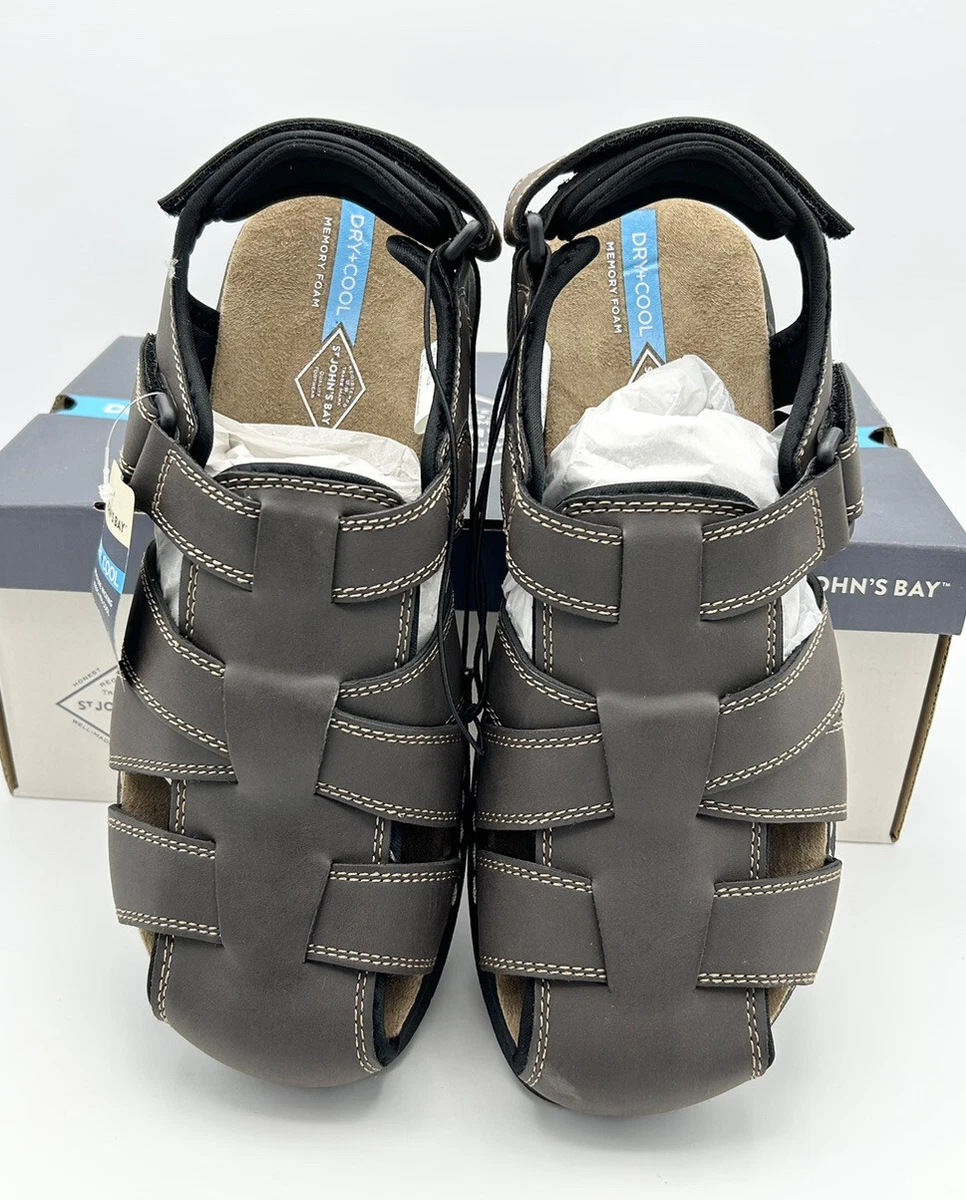St. Johns Bay Sandals Mens Size 10M Brown Felix Closed Toe Dry