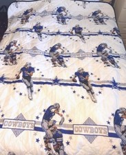 Vintage Dallas Cowboys Quilt Set 1992 NFLP blau & weiß Twin Size 87L x 61w