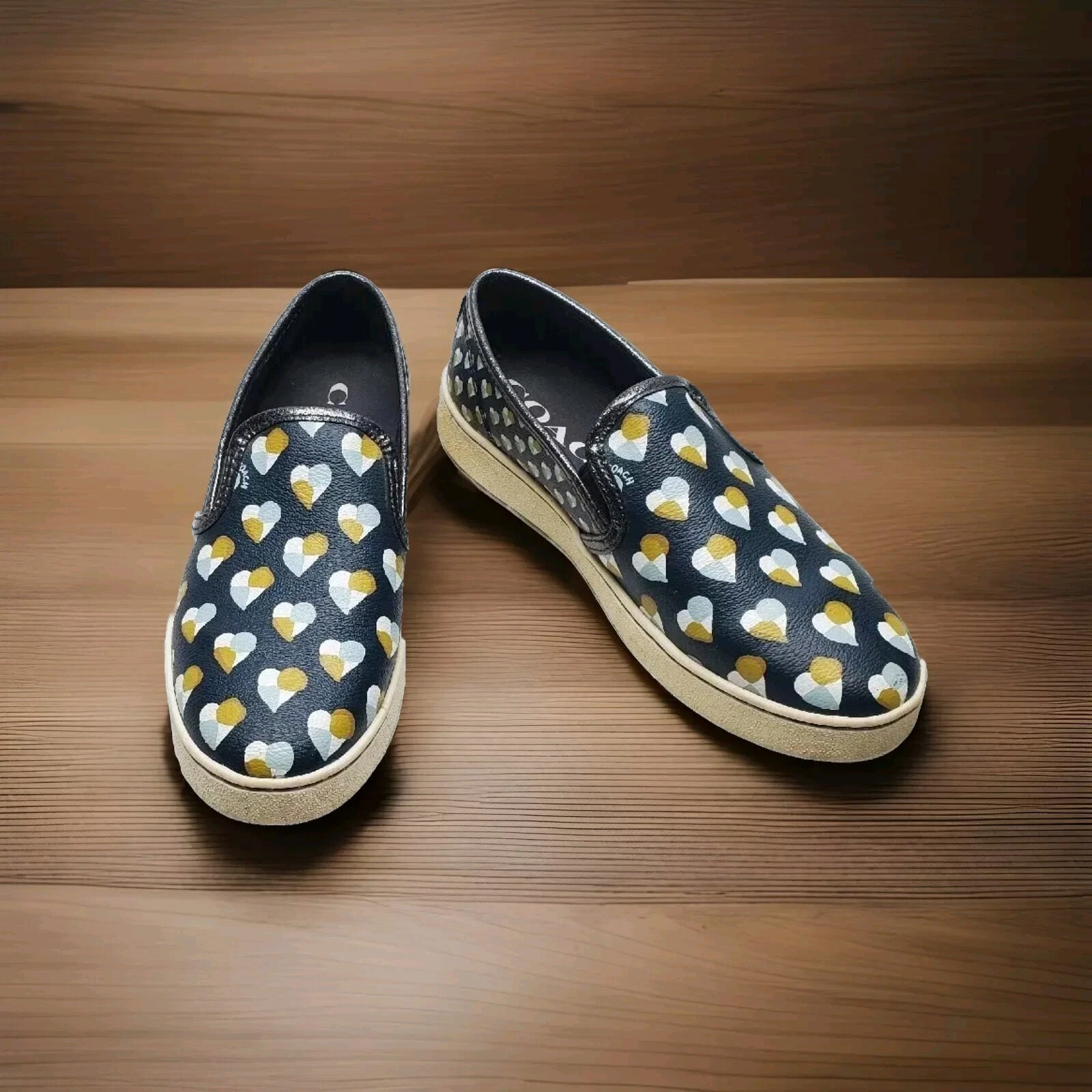 Scarpe da ginnastica Coach 'Cuori' Midnight Navy slip on donna taglia 7 5B