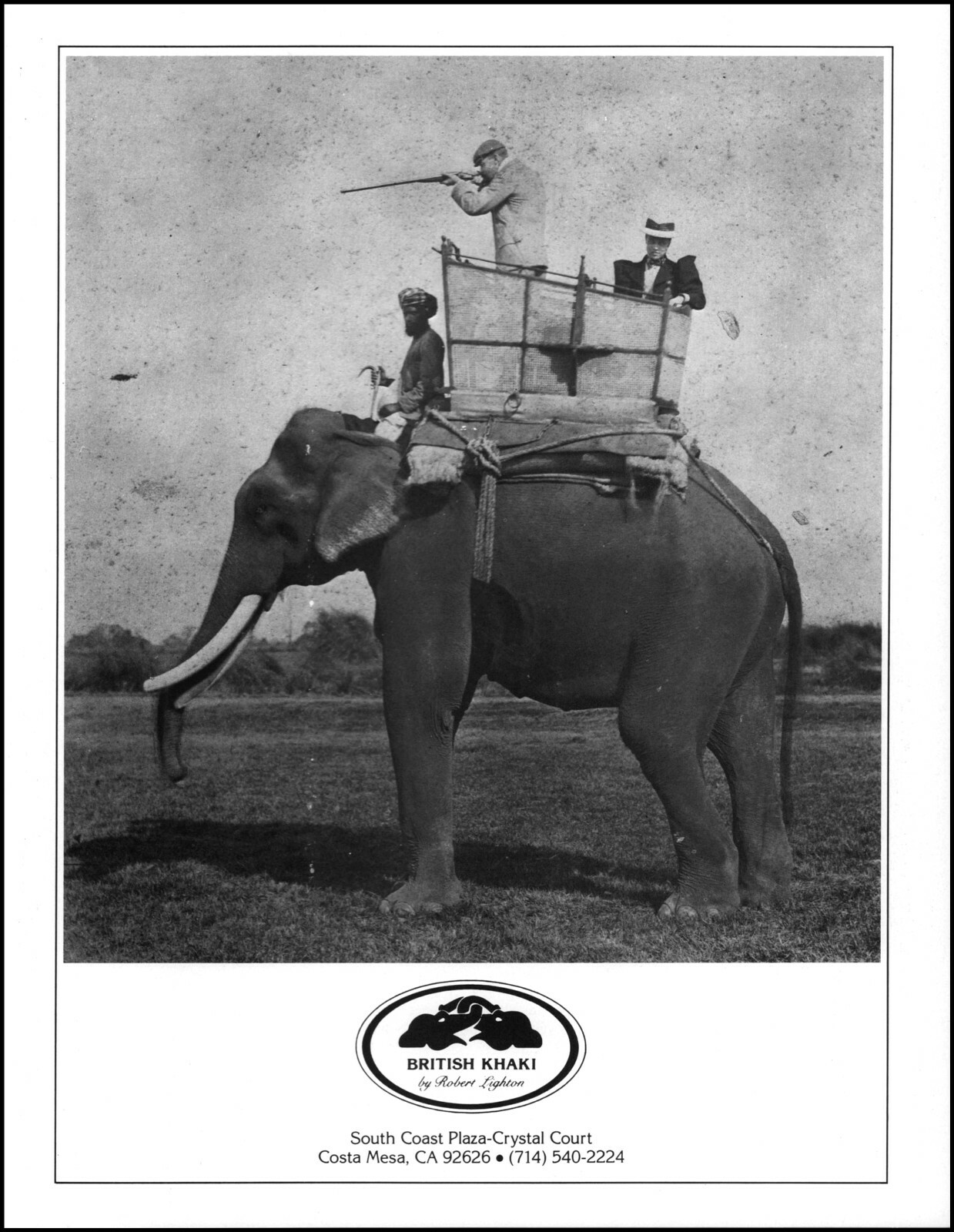 1988 British Hunter India elephant British Khaki Costa Mesa photo print