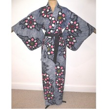 V. RARE VINTAGE ALL SHIBORI TIE DYE, JAPANESE COTTON YUKATA KIMONO ROBE + BELT