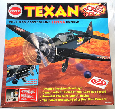 COX Texan Bomb Drop Line Flying Bomber Kit Complete USA 1998 Model 9891 Open Box