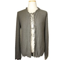 Iro Tweed Grey Cotton Blend Open Cardigan 34 26810025