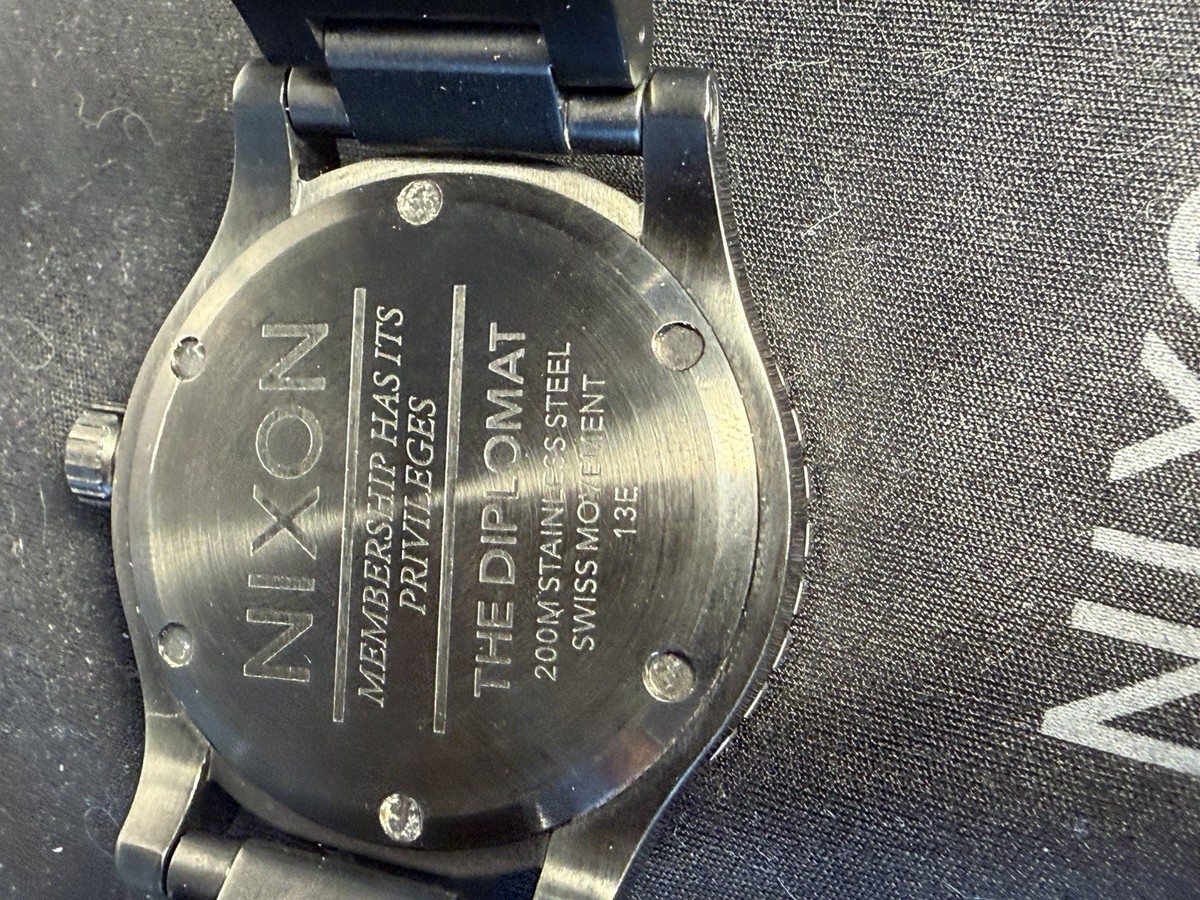 NIXON The Diplomat Watch 45mm GMT Black Stainless Steel Case 