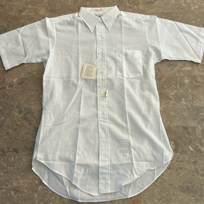 Vintage 1973 NWT Walker Scott Tapered SS Button Down Shirt 15 20.5x31 USA