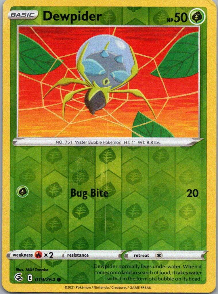 Pokemon TCG Dewpider 19/264 Fusion Strike Rev Holo NM