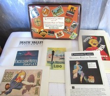 Rare Box of 40 Luggage Labels Hotels European Harold Darling Blue Lantern