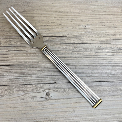 Christofle France Triade Gold Dinner Fork 8 1/8'' Silverplate RARE FLAW AS IS