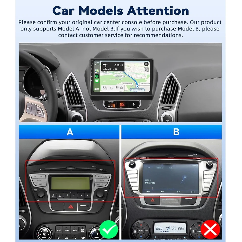 4G+64G Autoradio Wireless Carplay Android Auto GPS FM für Hyundai IX35 2010-2015 - Bild 2 von 4