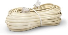 25 FT Feet Modular Phone Line Cord - High Quality 2 Conductor - Ivory - 1 Pack