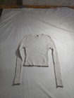 H&M Divided Women's M Ribbed Crop Long Sleeve Sweater Ivory Lettuce Hem — photo 1