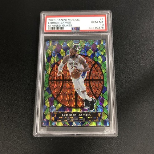 2020-21 Panini Mosaic Stained Glass SSP LeBron James Lakers PSA 10