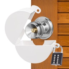 Door Knob Lockout DevicePadlock, Handle Lock Cover for Dementia/Child White