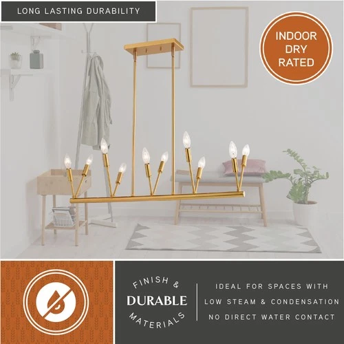 Vaxcel Lighting H0306 Warwick 10 Light 33"W Taper Candle Linear - Brass - Picture 6 of 10