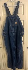 Carhartt Men  s Blue Denim Work Bib Overalls 52x32 Big Tall 100 Rigid Denim