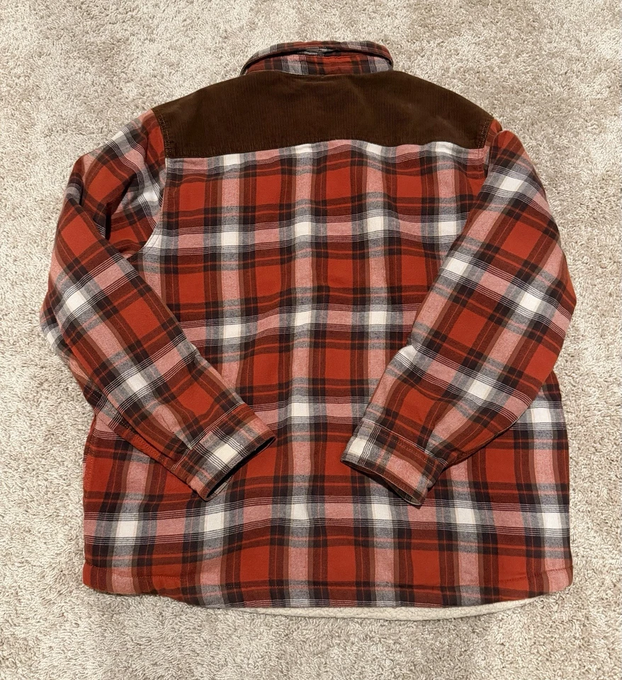 Field & Stream Flannel Shacket Mens XL Orange Jacket Sherpa Lined Hunting - Image 2 of 4