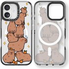 iPhone 16 Clear MagSafe Case Cute Stacking Capybaras Shockproof Cover