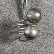 Artisan Made Cultured Freshwater Pearl Spiraling Wire Sterling Silver Ring 6.5