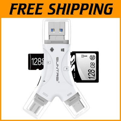 4-in-1 SD Card Reader for iPhone iPad Android Mac, White