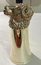 Vintage Heavy Metal Silver Plated Rams Head Stirrup 6