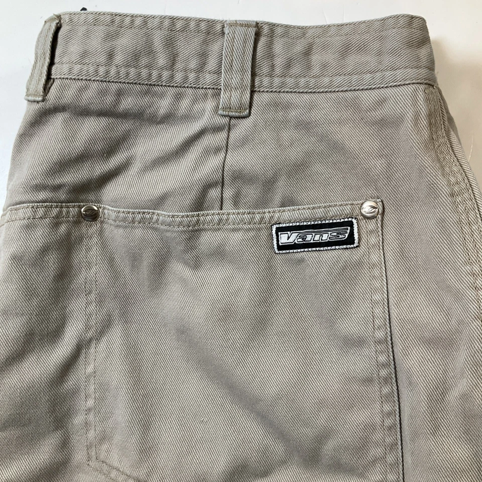 Vintage Mens Vans 90s Skateboard Denim Cargo Shorts Baggy Beige Sz-36 #585 - Image 2 of 4