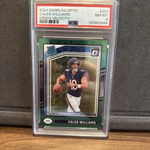 2024 PANINI DONRUSS OPTIC GREEN VELOCITY #201 CALEB WILLIAMS PSA 8