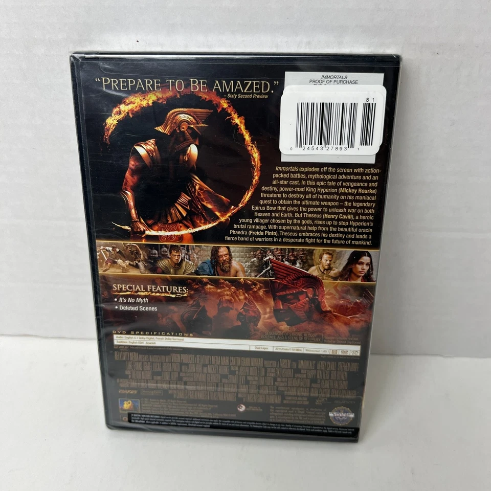 Immortals DVD 2011 Henry Cavill Freida Pinto Mickey Rourke Action New Sealed - Image 3 of 4