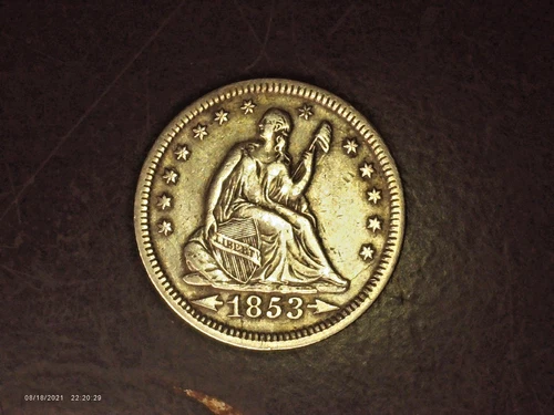 1853-P Arrows & Rays, Seated Liberty Quarter