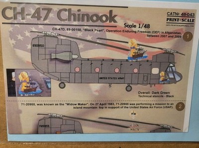 PRINT SCALE 1:48 CH-47 CHINOOK HELICOPTER Decals 48-043