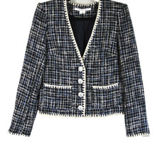NEW, VERONICA BEARD Bosea Tweed Jacket in Navy Sz 6 SJ2095