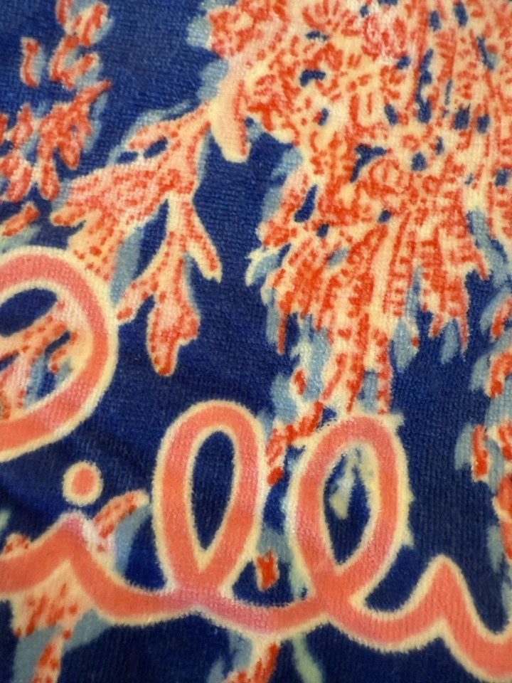 Lilly Pulitzer Beach Towel Borealis Blue Swim on Over Coral Red White Blue NWOT - Image 2 of 4