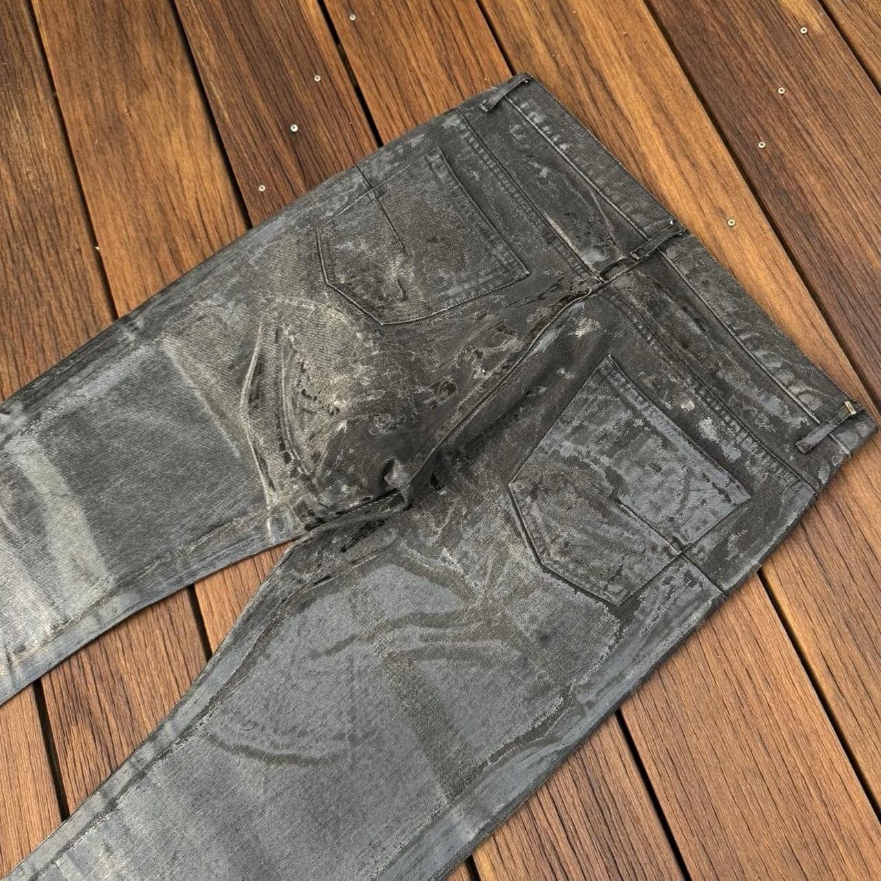 Dior Black Luster Waxed Denim Size 32 AW03 Brand New Unaltered thumbnail 7