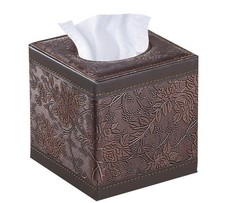 Leather Tissue Box Cover Square Cube Holder Napkin Facial Paper Dispenser