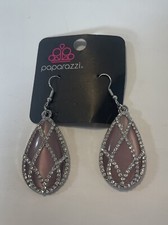 Double Heart Silver Charm Multi Bead Earrings Set Paparazzi NEW VERY GOOD