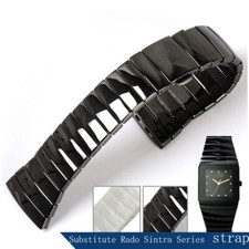 17-26-29mm Ceramic Watchband Strap For Rado Sintra R13663702 Bracelet Black