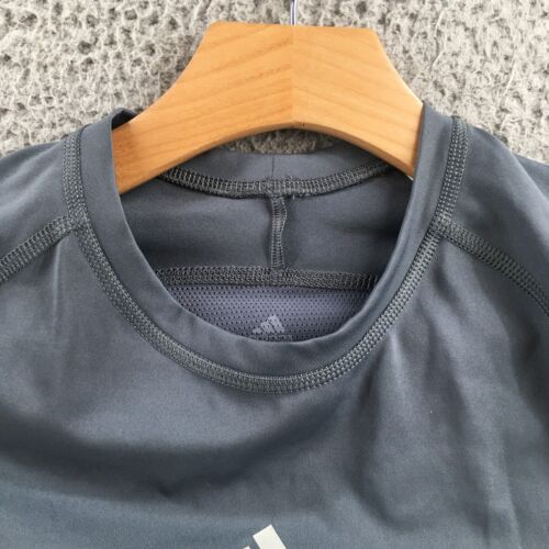 Adidas TechFit Activewear Shirt Mens M Gray Long Sleeve Round Neck Pullover - Picture 3 of 13