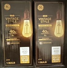 2 PACK GE Vintage Style LED Light Bulbs, 40 Watt, Amber Glass, Candle Light