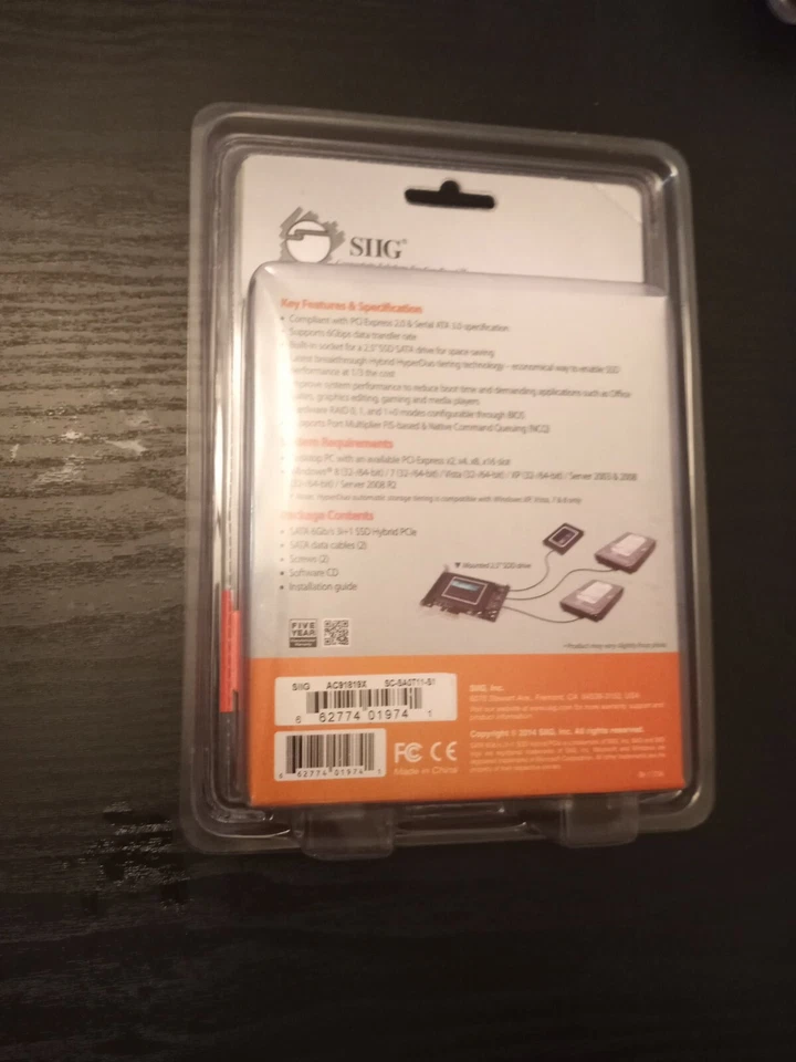 SIIG INC. SC-SA0T11-S1 SATA 6GB/S 3I+1 SSD HYBRID PCIE PCI EXPRESS PCIE 6GBPS - Image 2 of 4