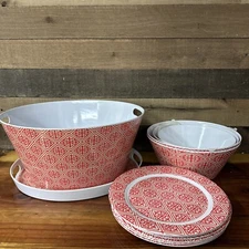 Cooks Companion Melamine Dish Serveware 14 Piece Set - 8 plates, tray, 4 bowls