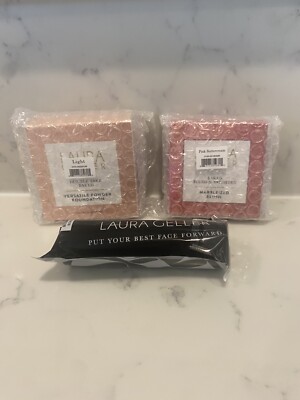 LAURA GELLER DOUBLE TAKE FOUNDATION LIGHT, PINK BUTTERCREAM BLUSH & BRUSH BUNDLE