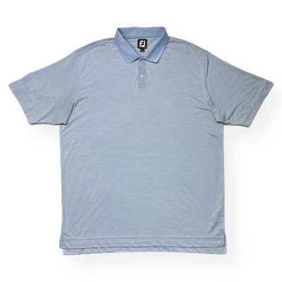 Footjoy Polo Shirt XL Blue Performance Stretch Micro Stripe Short Sleeve