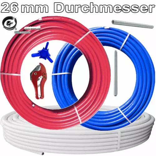 26x3mm Mehrschichtverbundrohr alle Sorten/Längen rot blau unisoliert Rollenware