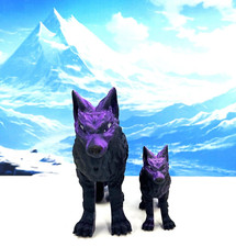 2pcs 3D Printed Wolf, Articulated Black  Purple Wolf Toy Fidget Animal Wolf Toy