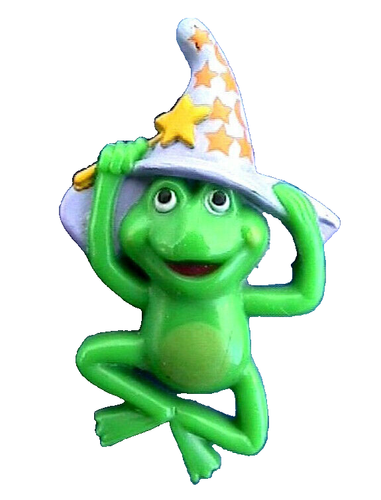 Hallmark PIN Halloween Vintage FROG Green WIZARD Hat Star WAND 1985 Brooch MINT